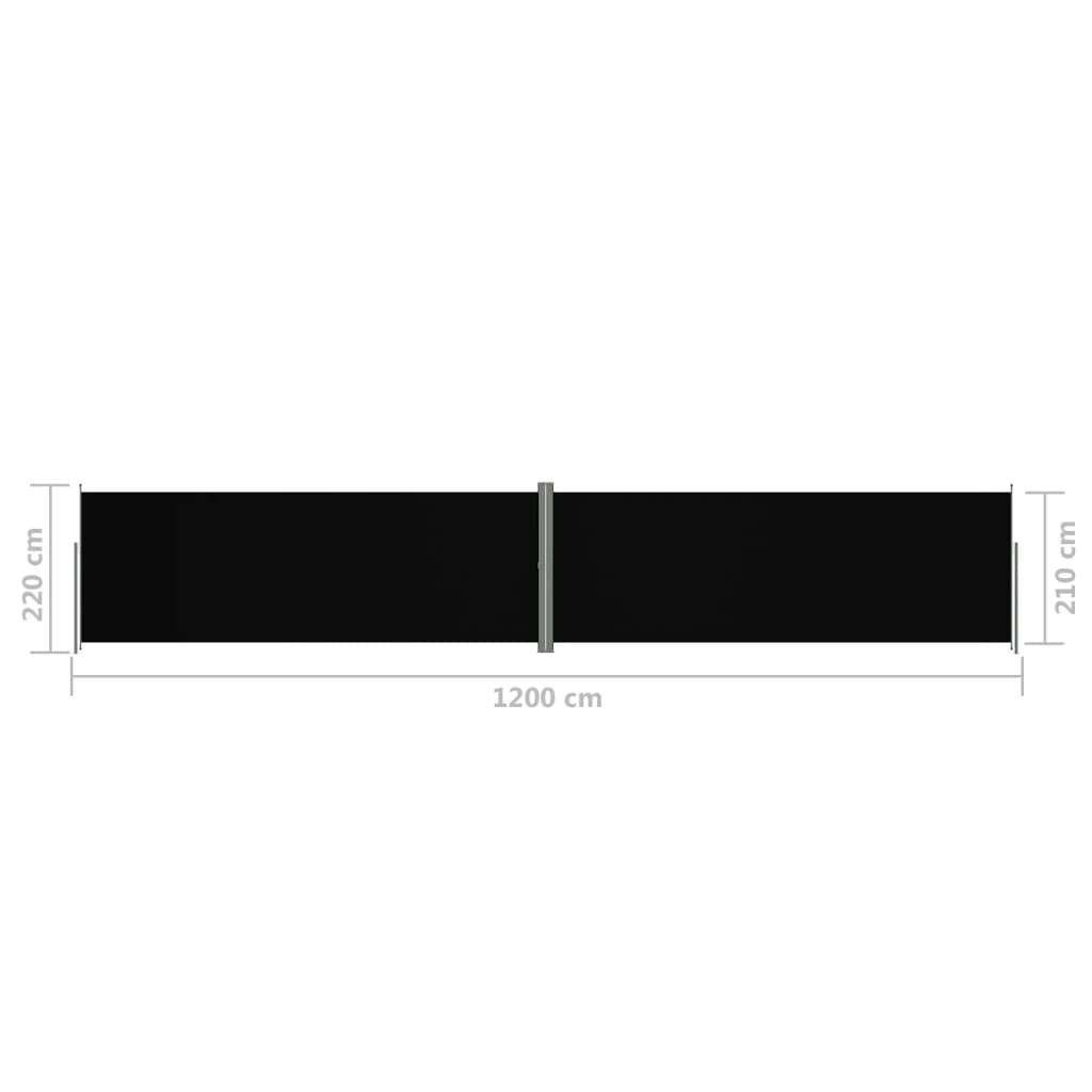 Helloshop26 - Auvent paravent store brise-vue latéral rétractable de patio jardin terrasse balcon protection visuelle écran 220 x 1200 cm noir - Imagen 6