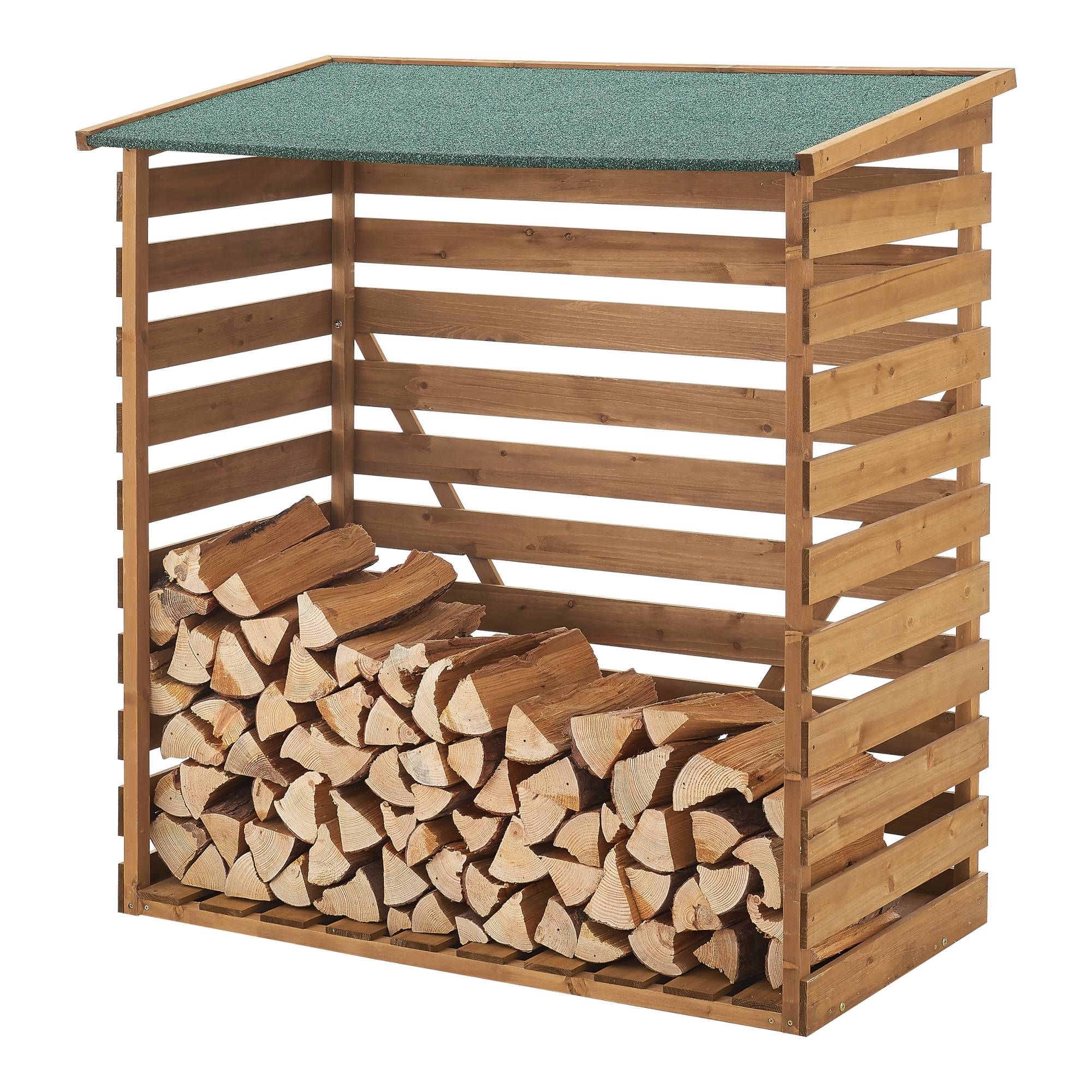 [en.casa] - Leñera cubierta de abeto con techo de betún 123 x 116 x 64 cm [en.casa] - Imagen 1