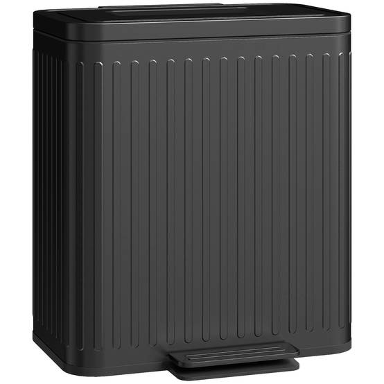 Sans Marque - Poubelle cuisine 2 compartiments 20 L tri sélectif efficace pédale plastique métal noire - Image 1