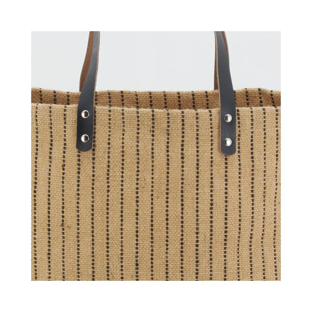 Aubry Gaspard - Sac à mains en jute à rayures - Imagen 2