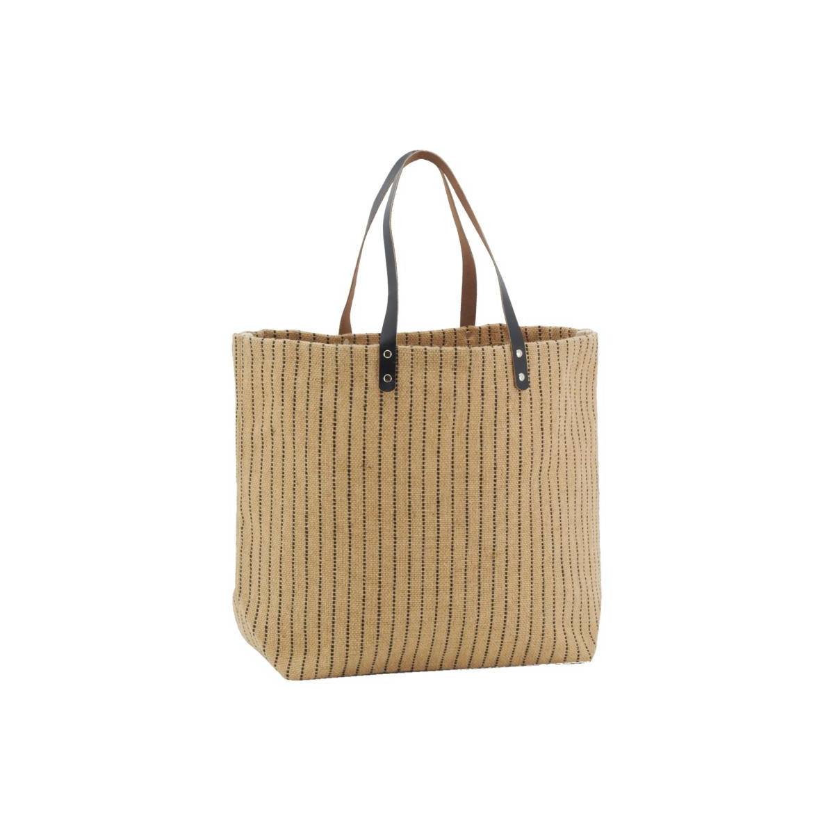 Aubry Gaspard - Sac à mains en jute à rayures - Imagen 1