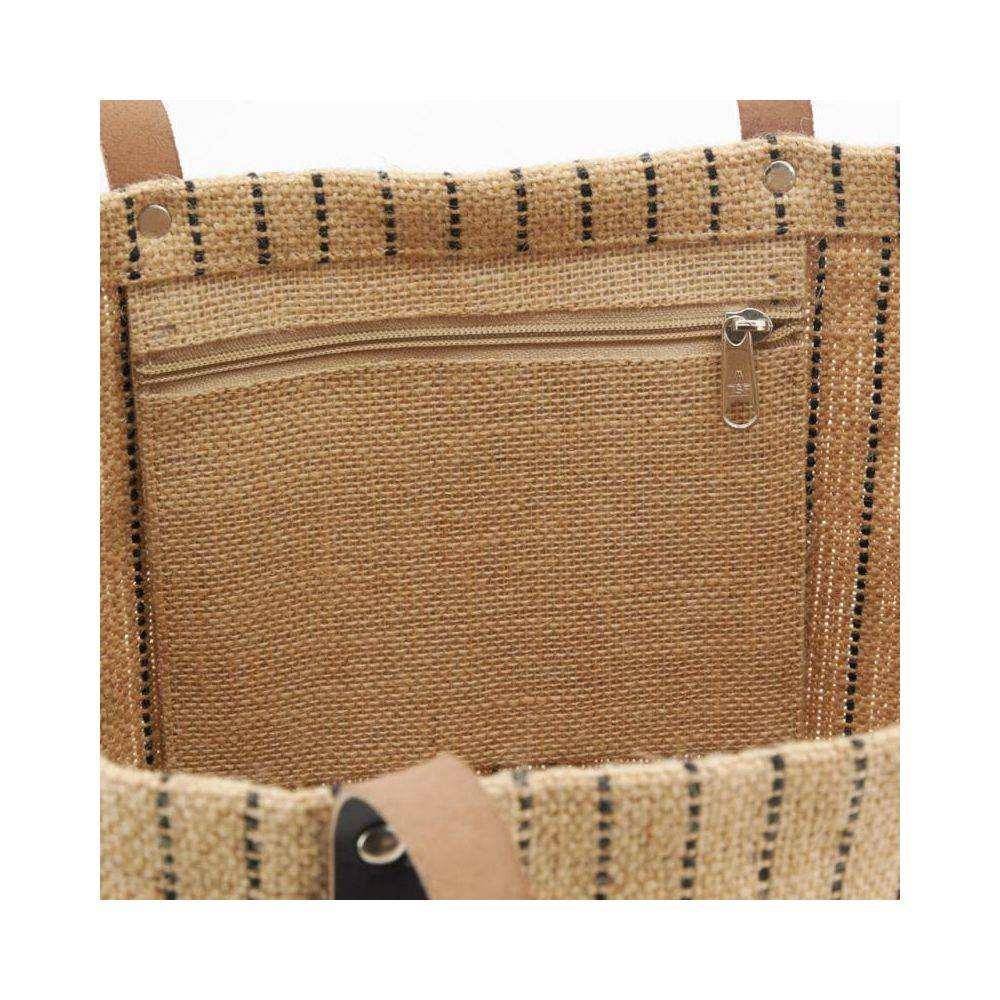 Aubry Gaspard - Sac à mains en jute à rayures - Imagen 3