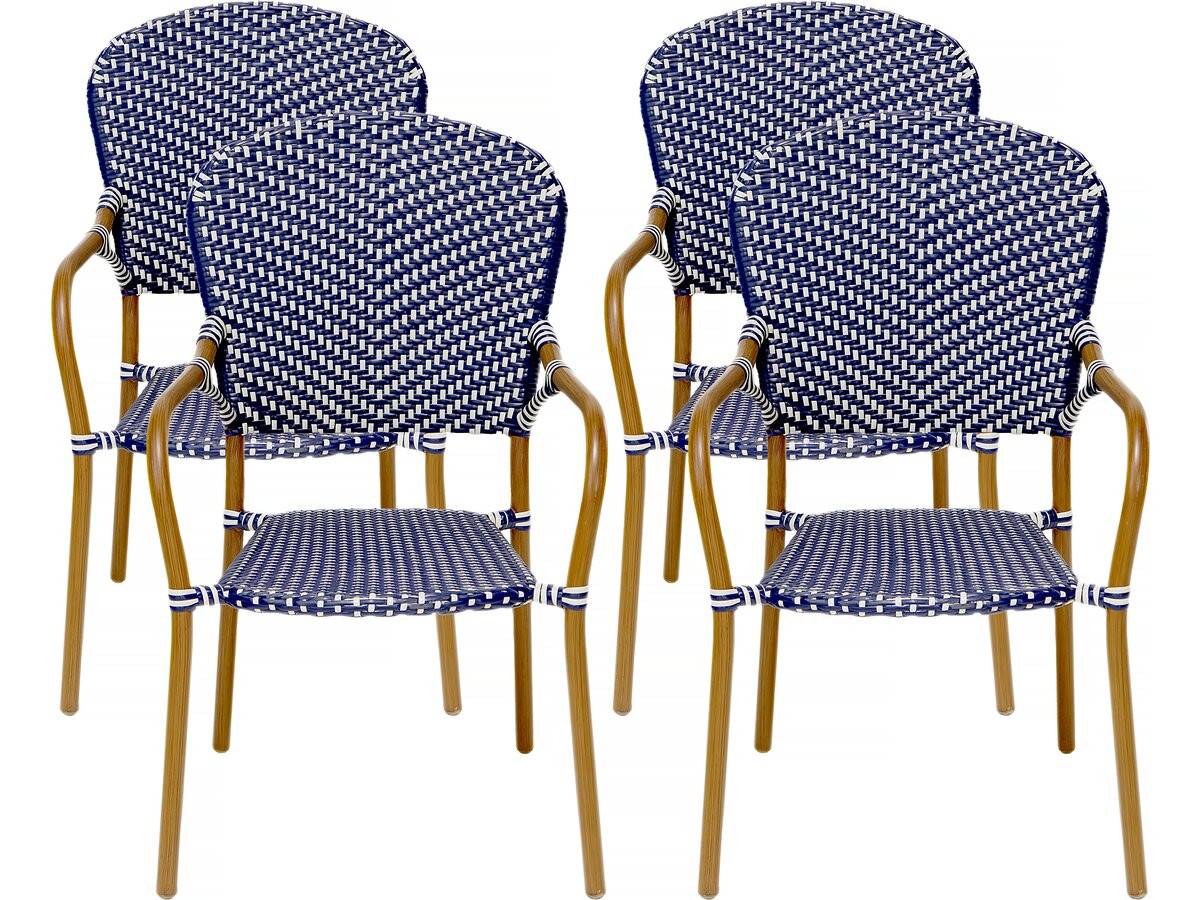 Lot De 4 Chaises D'extérieur Bistro "maya" - Bleu -habitat Et Jardin - Imagen 1