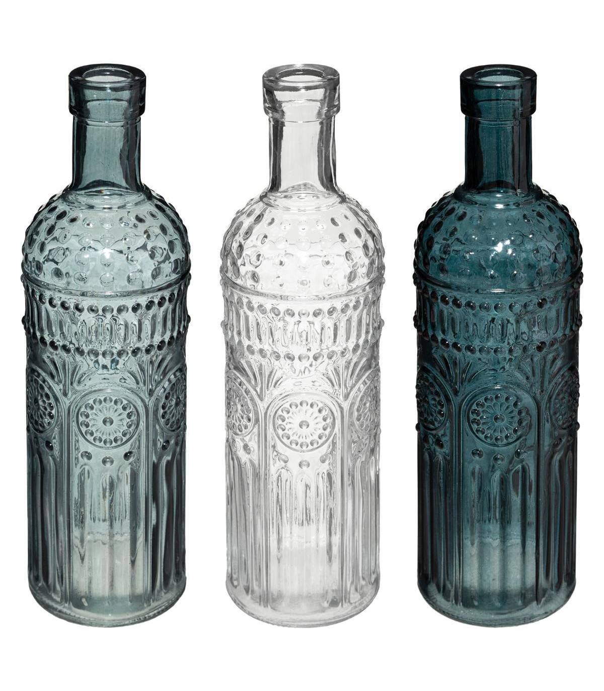 Lot de 3 Vases Bouteille en Verre coloré H 24,5 cm - Imagen 1