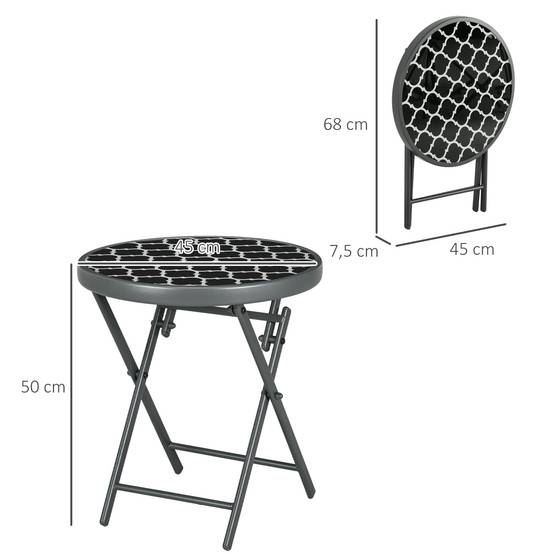 ComfortXL - Table basse pliante Métal et verre Jardin et balcon Gain de place Ø45x50cm Noir - ComfortXL Outdoor Living - Image 5