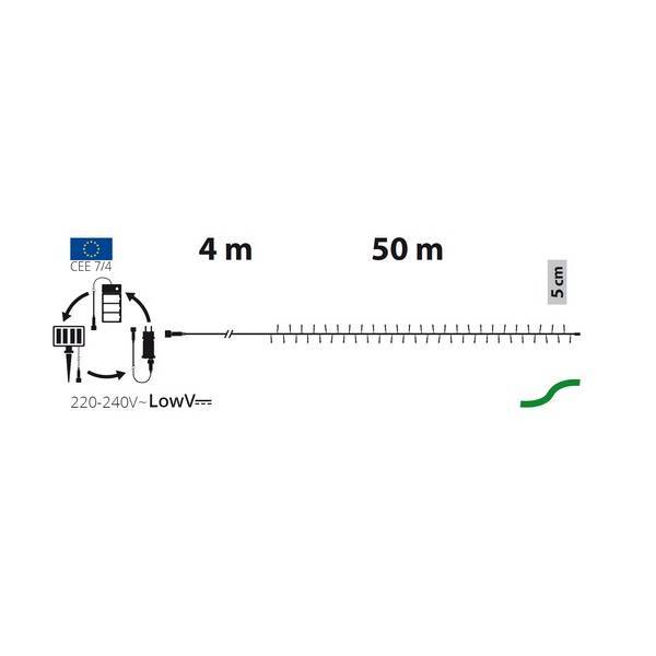 Lotti - Guirlande lumineuse 3 Alimentations interchangeables solaire pile ou secteur 50M 1000 LED blanc chaud IP44 professionnelle Lotti - Imagen 2