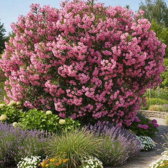 Laurier rose varié à fleurs Rose - feuillage Semi-Persistant - Pot de 2 litres - 50 cm- hauteur à maturité De 1,50 m à 2,00 m - Image 7
