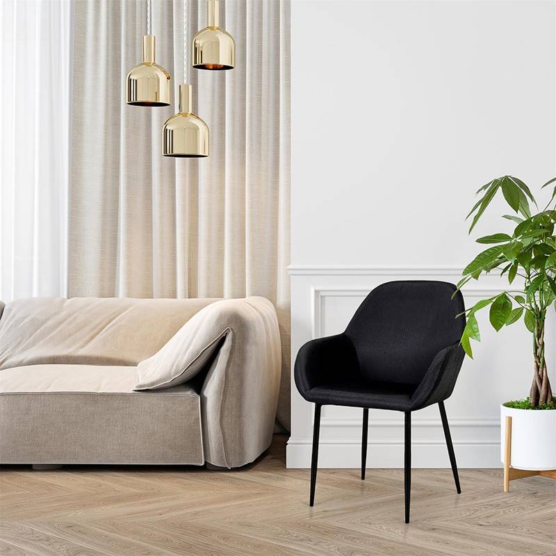The Home Deco Factory - Fauteuil velours côtelé Giulia noir - Image 2