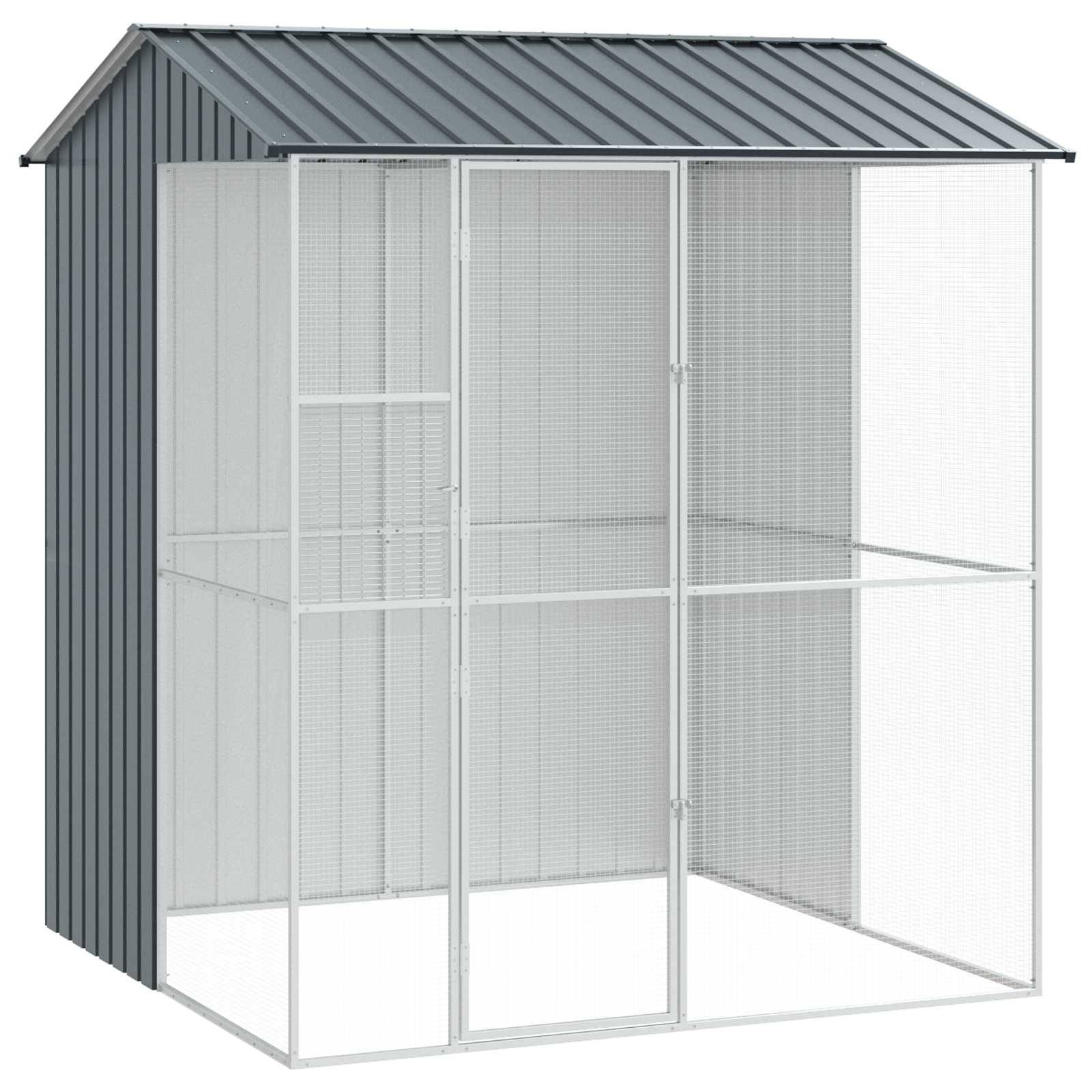 Cage Oiseaux Carrée Acier Galvanisé 215x210cm Anthracite - ComfortXL Outdoor Living - Image 2
