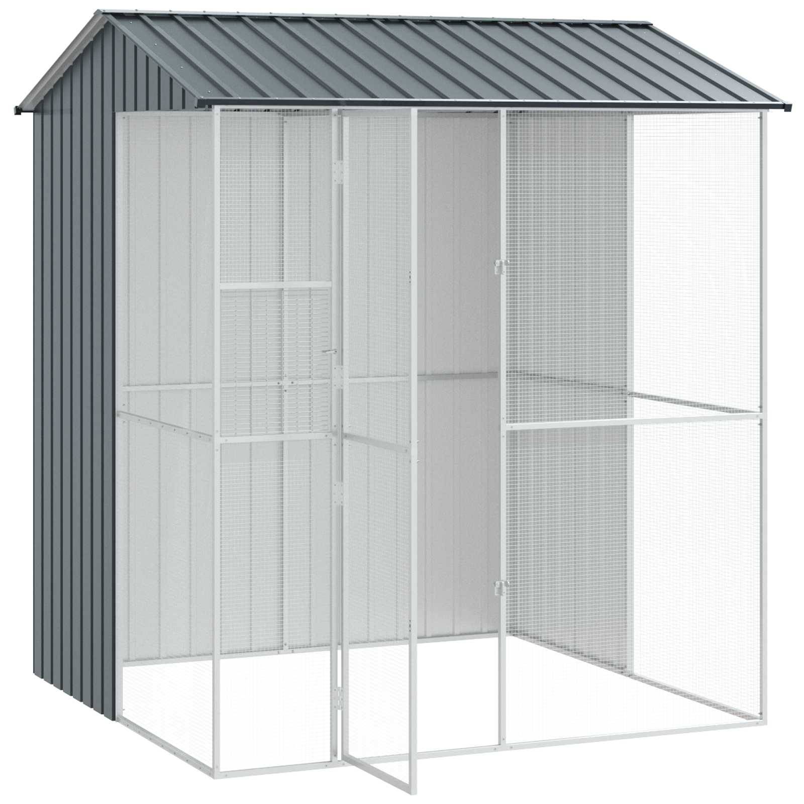 Cage Oiseaux Carrée Acier Galvanisé 215x210cm Anthracite - ComfortXL Outdoor Living - Image 3