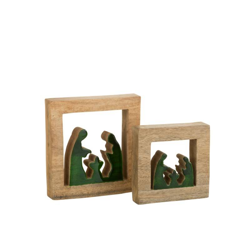 Crèche en bois vert 20x19.5x3.5 cm - J-Line - Image 2