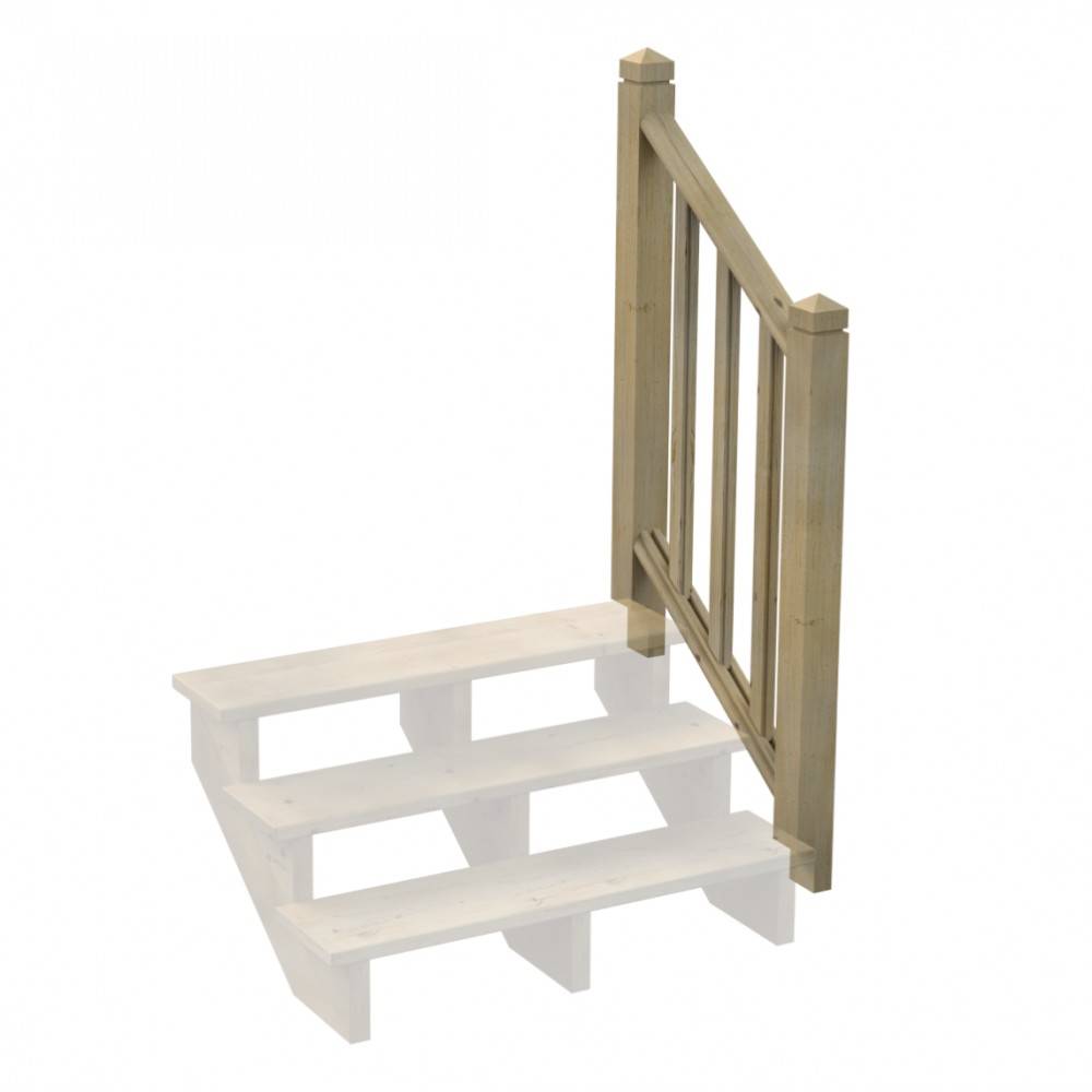Kit Garde-corps Bois 3 marches - Escalier Extérieur - Rampes Recoupables - Traité Autoclave - Montage Facile - Garantie 10 ans - Imagen 1