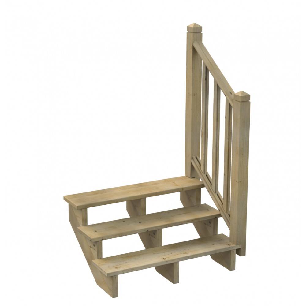 Kit Garde-corps Bois 3 marches - Escalier Extérieur - Rampes Recoupables - Traité Autoclave - Montage Facile - Garantie 10 ans - Imagen 2