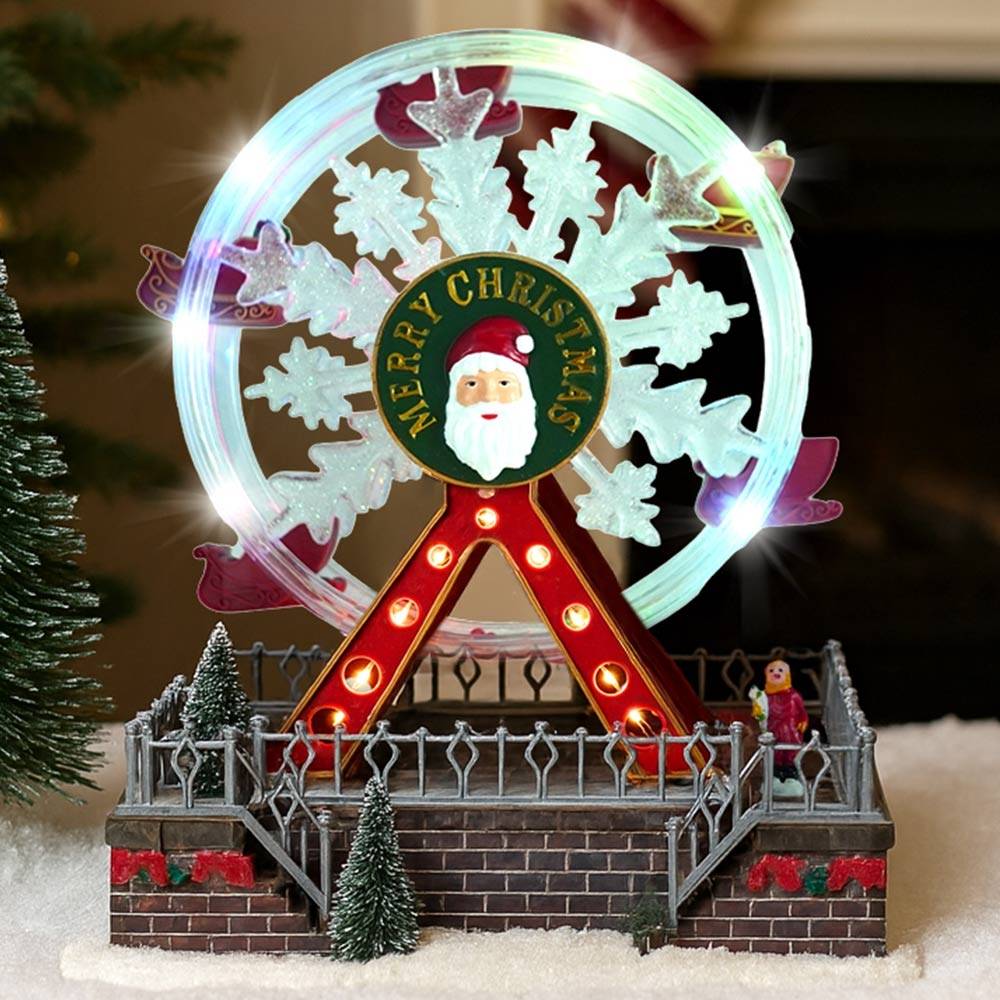 Village de Noël grande roue animé et lumineux à piles - Image 4