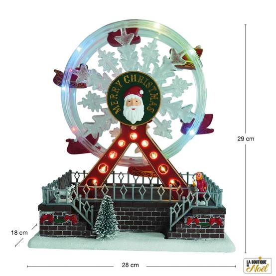 Village de Noël grande roue animé et lumineux à piles - Image 3