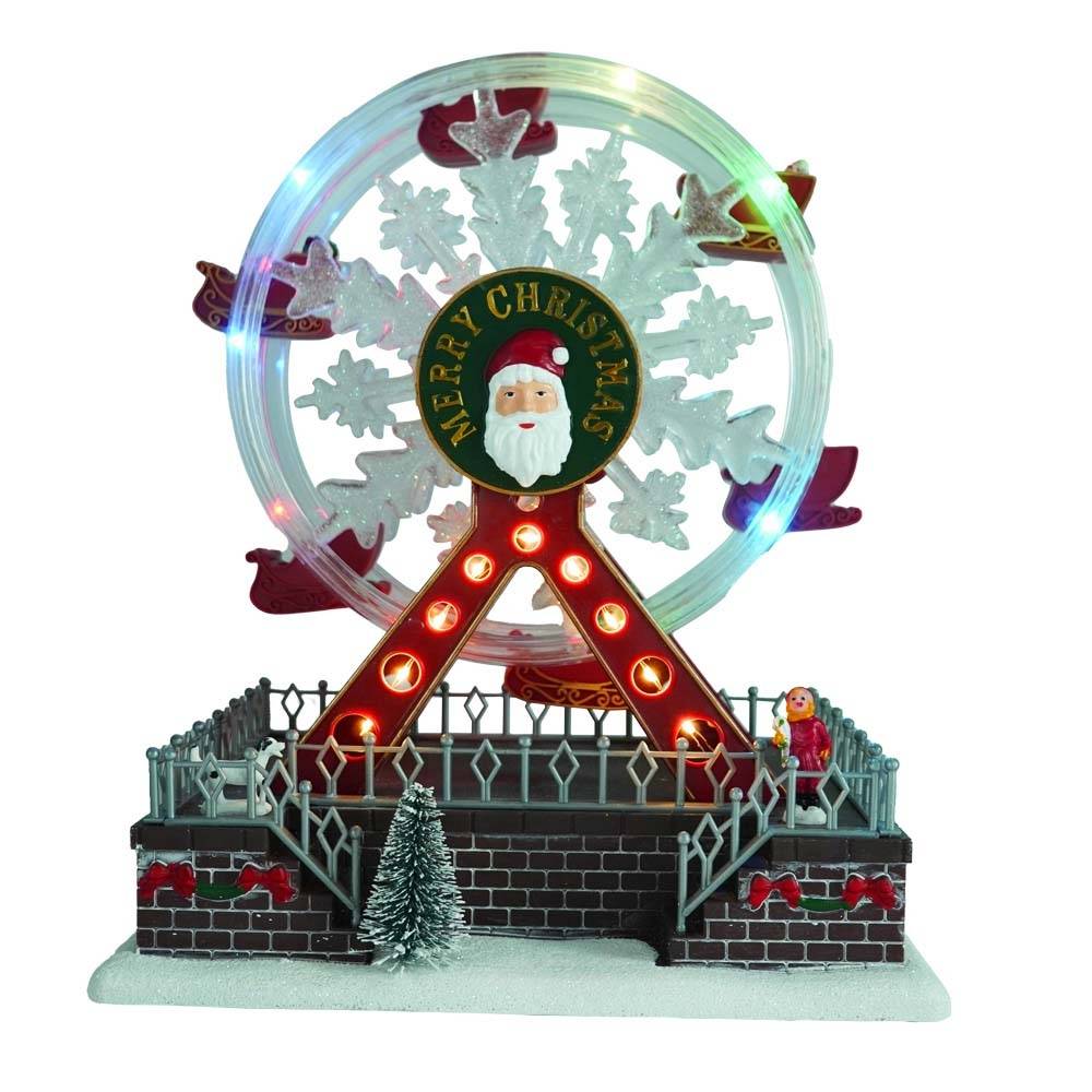 Village de Noël grande roue animé et lumineux à piles - Image 1