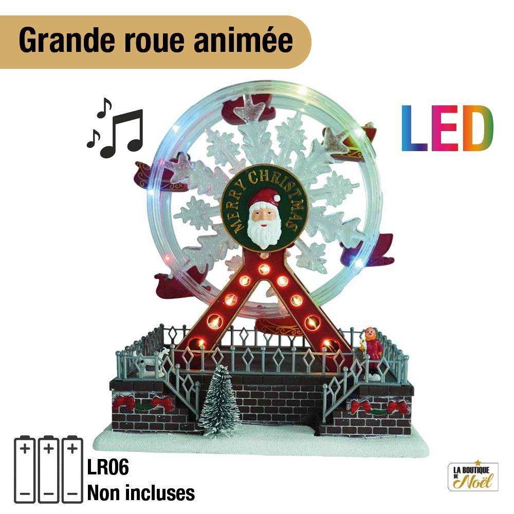 Village de Noël grande roue animé et lumineux à piles - Image 2