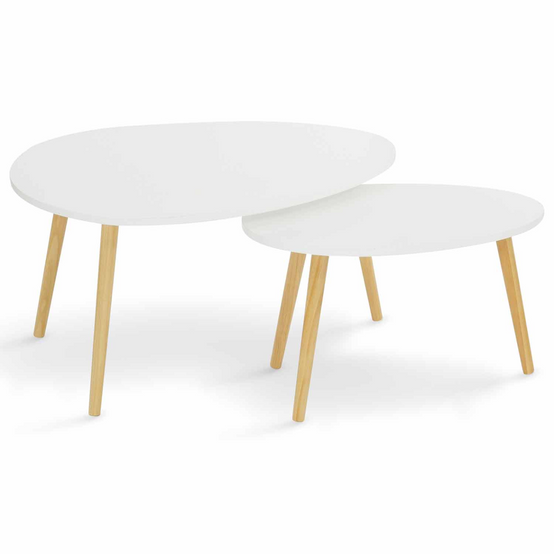 Lot de 2 tables basses gigognes GAIA laquées blanc scandinave - Image 3