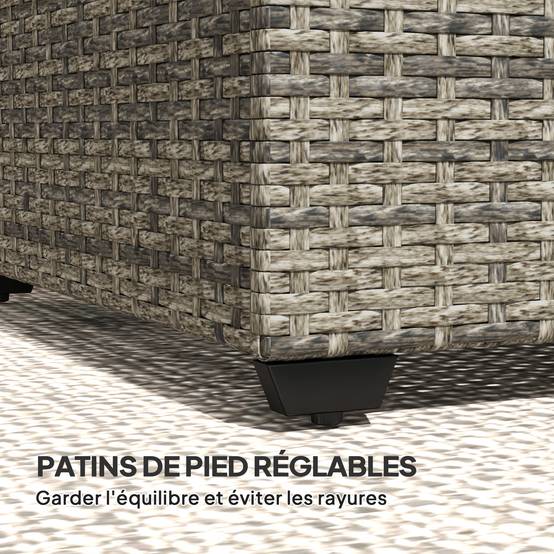 Table basse jardin résine tressée terrasse plateau verre 90x50x38cm gris foncé - ComfortXL Outdoor Living - Image 9