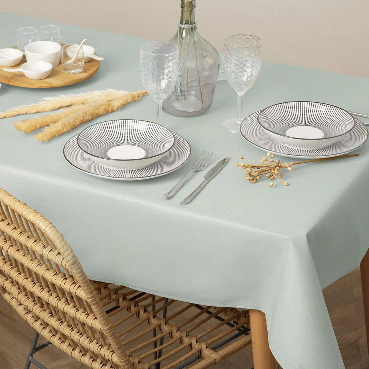 Nappe en polycoton Jaune Ocre 150 x 250 cm - Imagen 3
