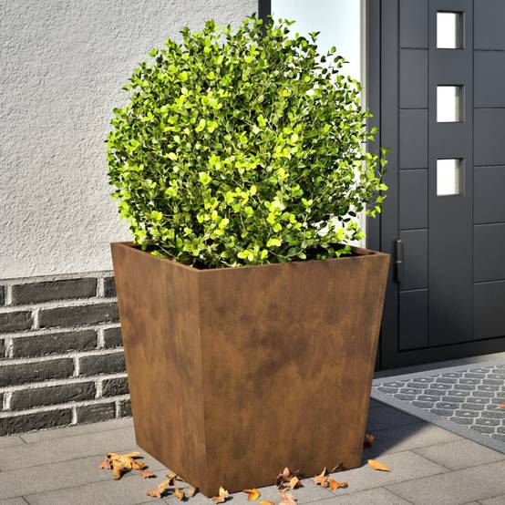 Köhko Jardinière Design En Acier Corten Viva 80x35x35 Cm - Pot De Fleurs Aspect Rouille Élégant