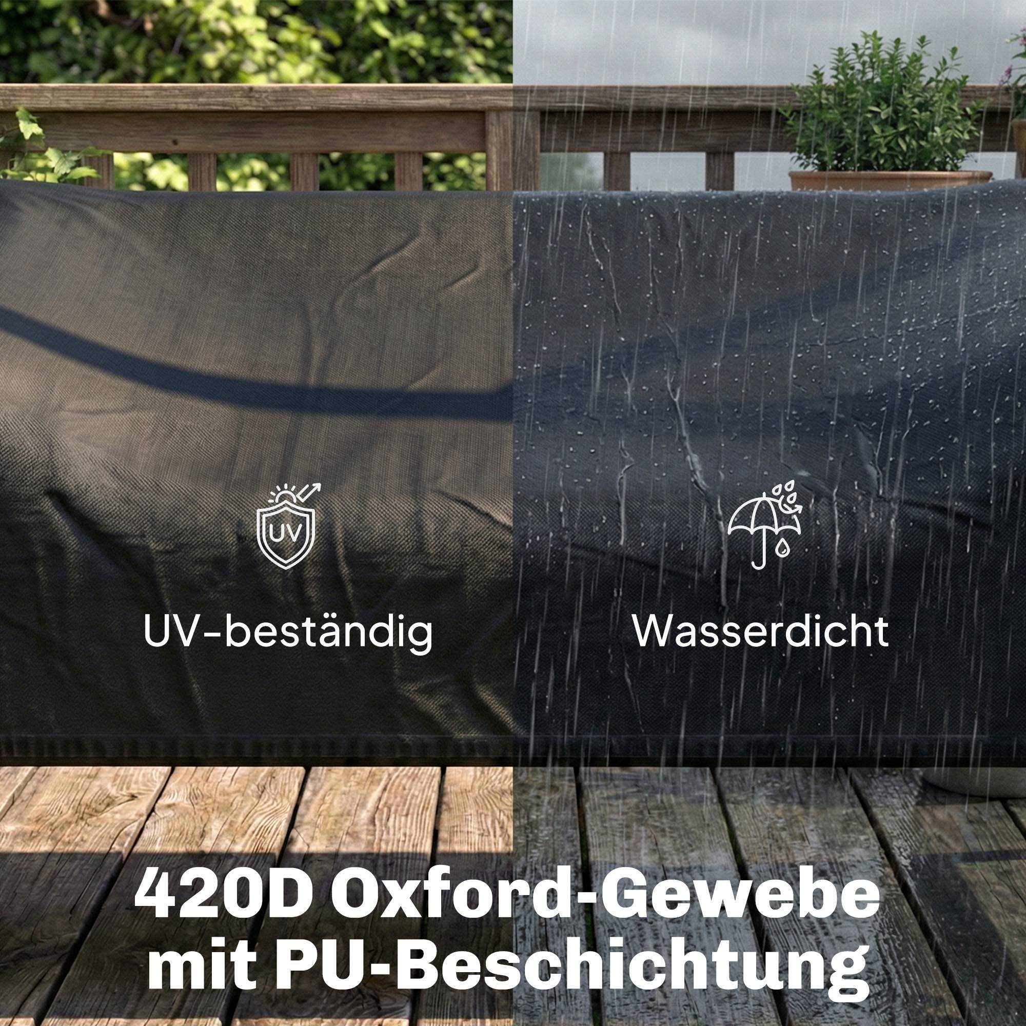 Housse balancelle 3 places Tissu Oxford 420D Extérieur Imperméable anti-UV 185x76x81cm Noir - ComfortXL Outdoor Living - Image 7