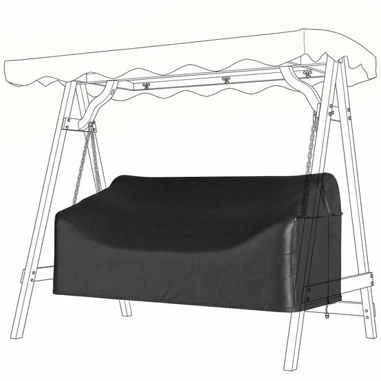 Housse balancelle 3 places Tissu Oxford 420D Extérieur Imperméable anti-UV 185x76x81cm Noir - ComfortXL Outdoor Living - Image 2
