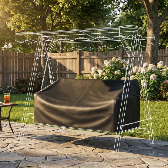 Housse balancelle 3 places Tissu Oxford 420D Extérieur Imperméable anti-UV 185x76x81cm Noir - ComfortXL Outdoor Living - Image 4