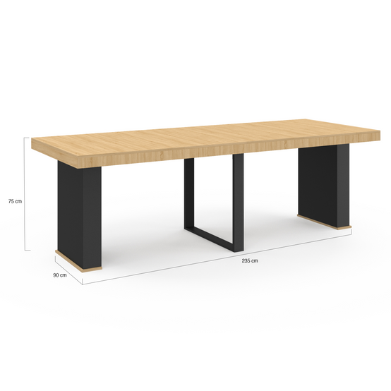 Table console extensible EDEN 10 personnes 235 cm bois et noir - Image 6