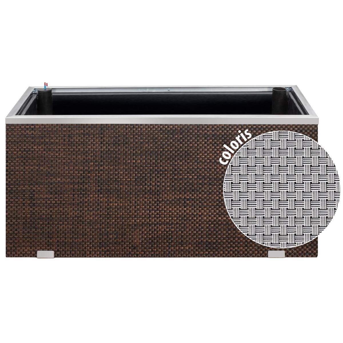 Rattan Art - Jardinière en résine tressée avec réserve d'eau et cadre en aluminium 95 x 39 x 43 cm Zebra - Imagen 1