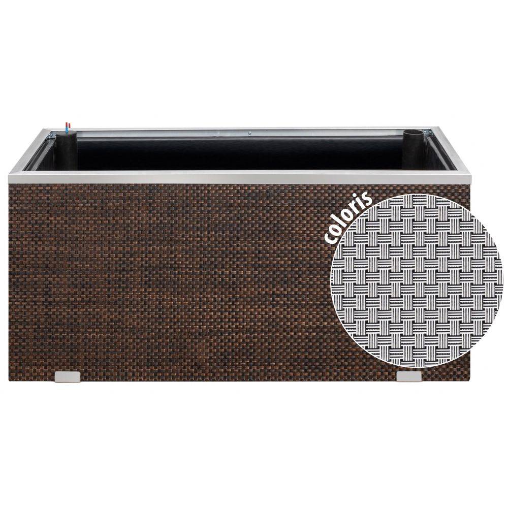 Rattan Art - Jardinière en résine tressée avec réserve d'eau et cadre en aluminium 95 x 39 x 43 cm Zebra - Imagen 2