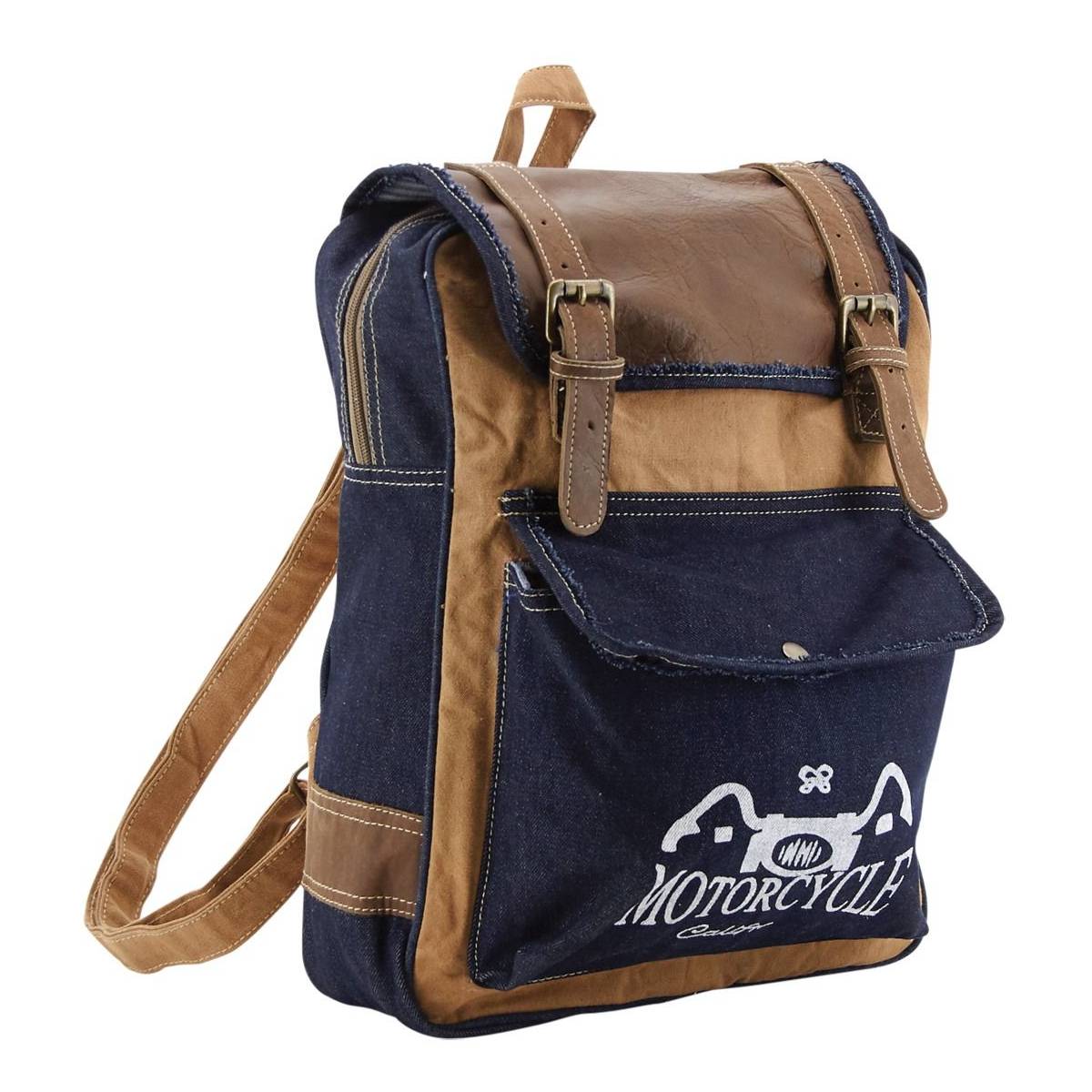 Aubry Gaspard - Sac à dos en coton et cuir Motorcycle Motorcycle - Imagen 1