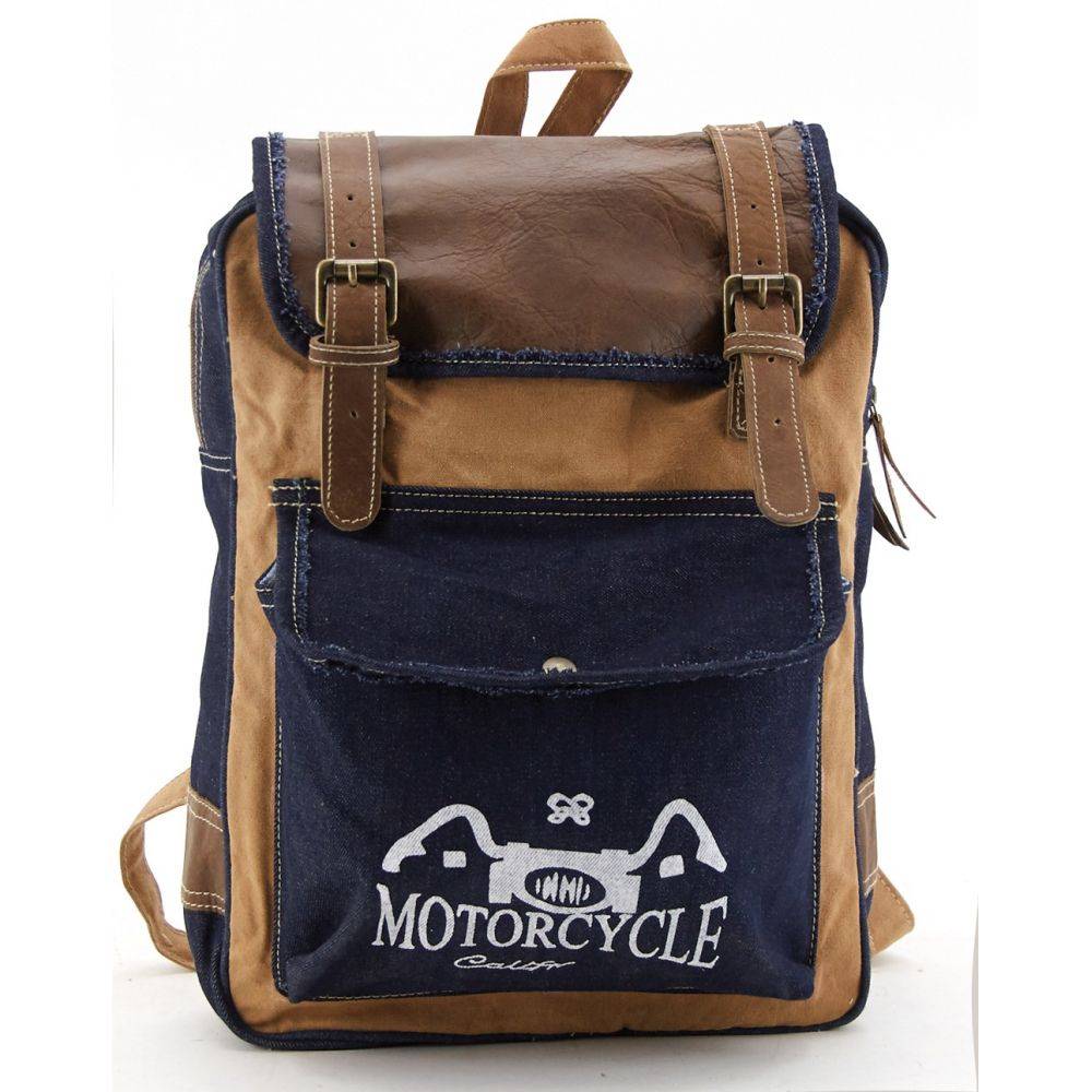 Aubry Gaspard - Sac à dos en coton et cuir Motorcycle Motorcycle - Imagen 2