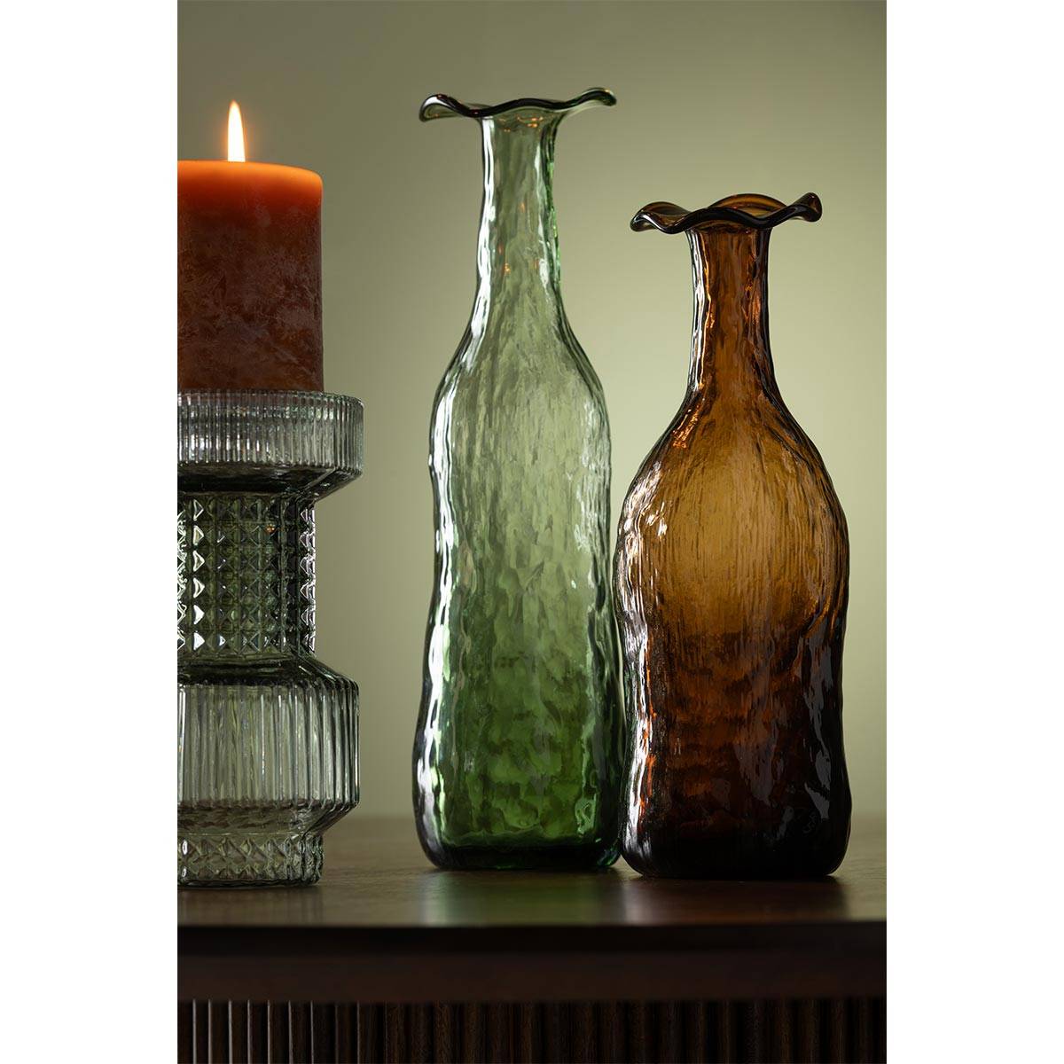 Vase Design en Verre "Eclosion" 33cm Vert - Image 4