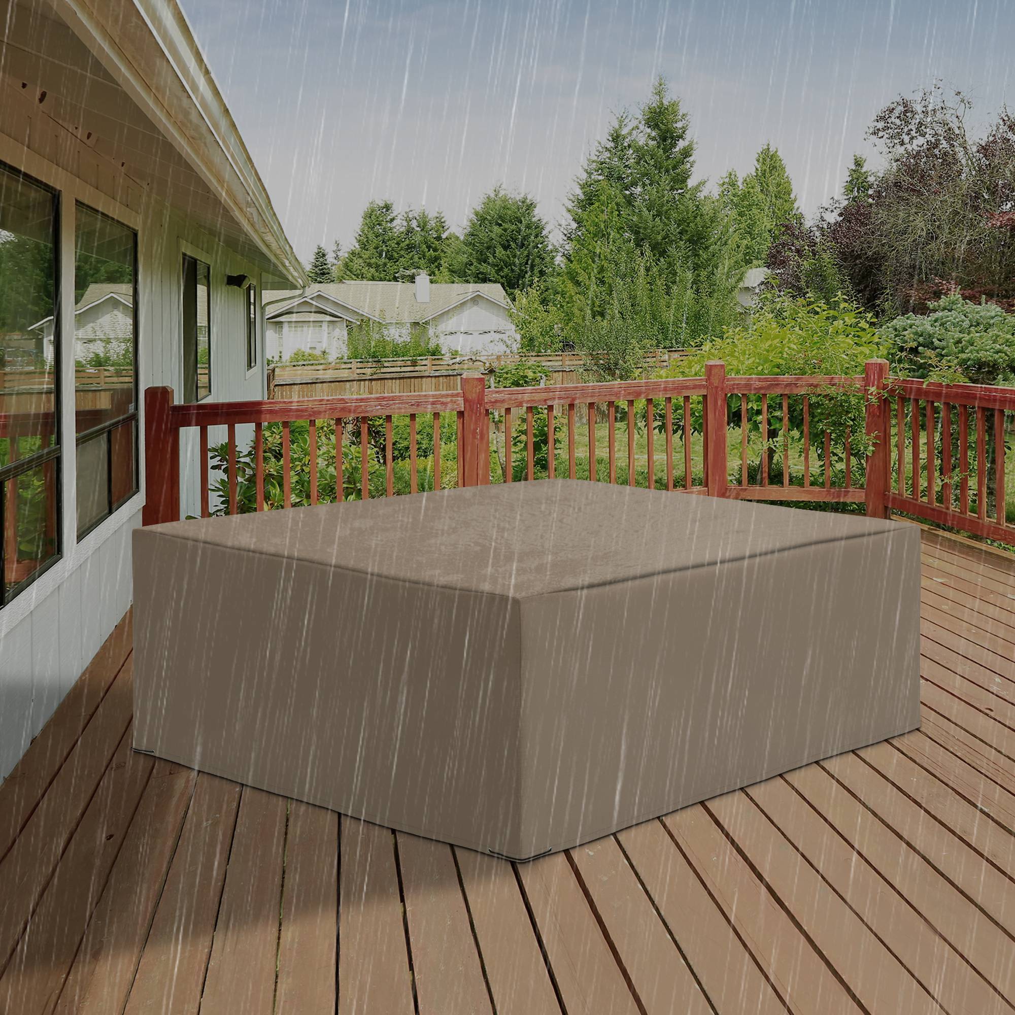 ComfortXL - Housse salon de jardin Oxford 275 x 205 x 90 cm beige anti-UV résistante à l’eau avec cordon de serrage