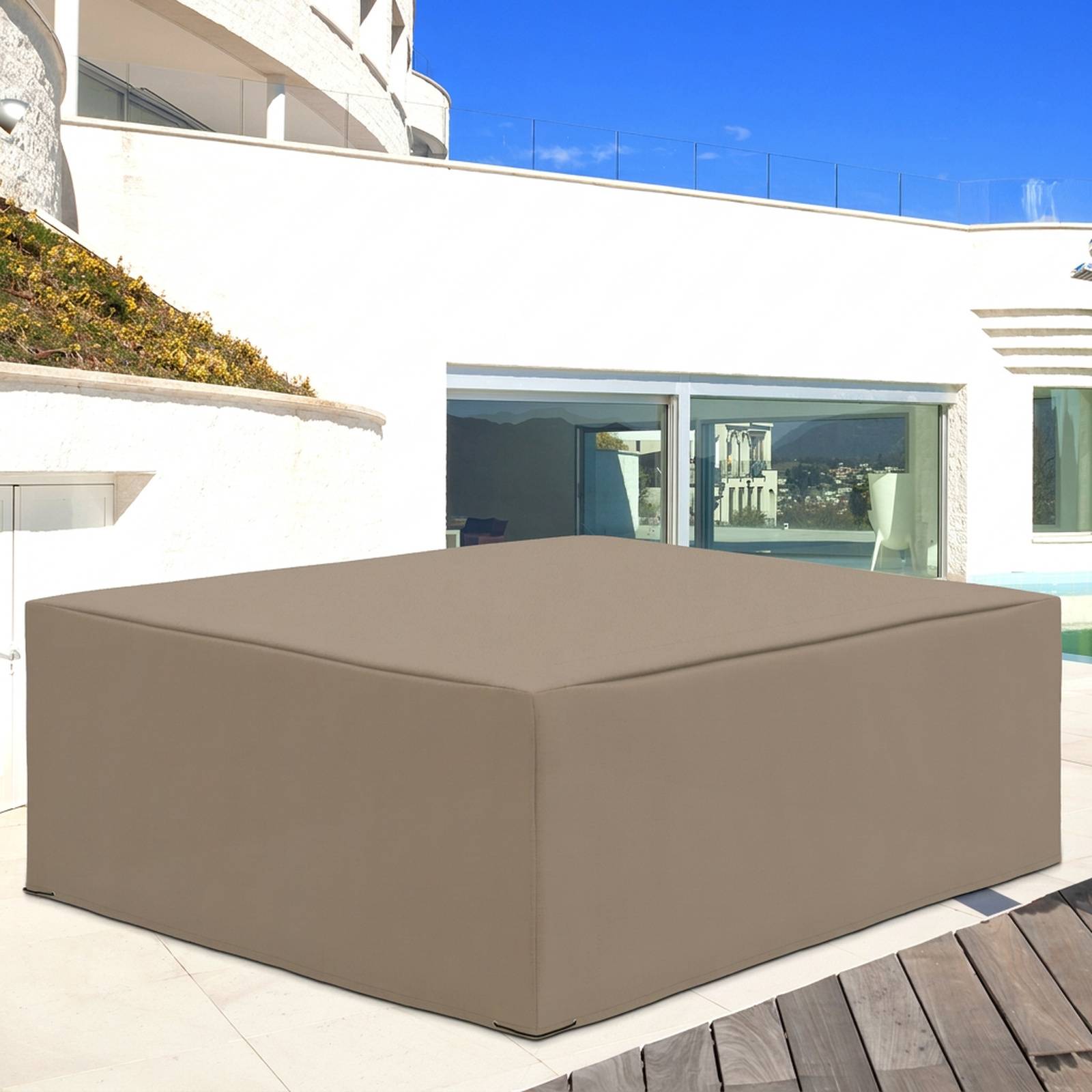 ComfortXL - Housse salon de jardin Oxford 275 x 205 x 90 cm beige anti-UV résistante à l’eau avec cordon de serrage - Image 7