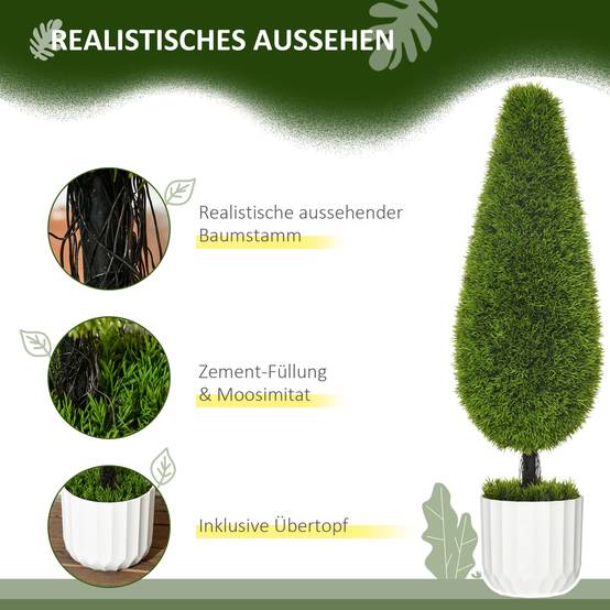 Cyprès artificiels plastique ciment pour terrasse et salon protection solaire 90cm vert - ComfortXL Outdoor Living - Image 6