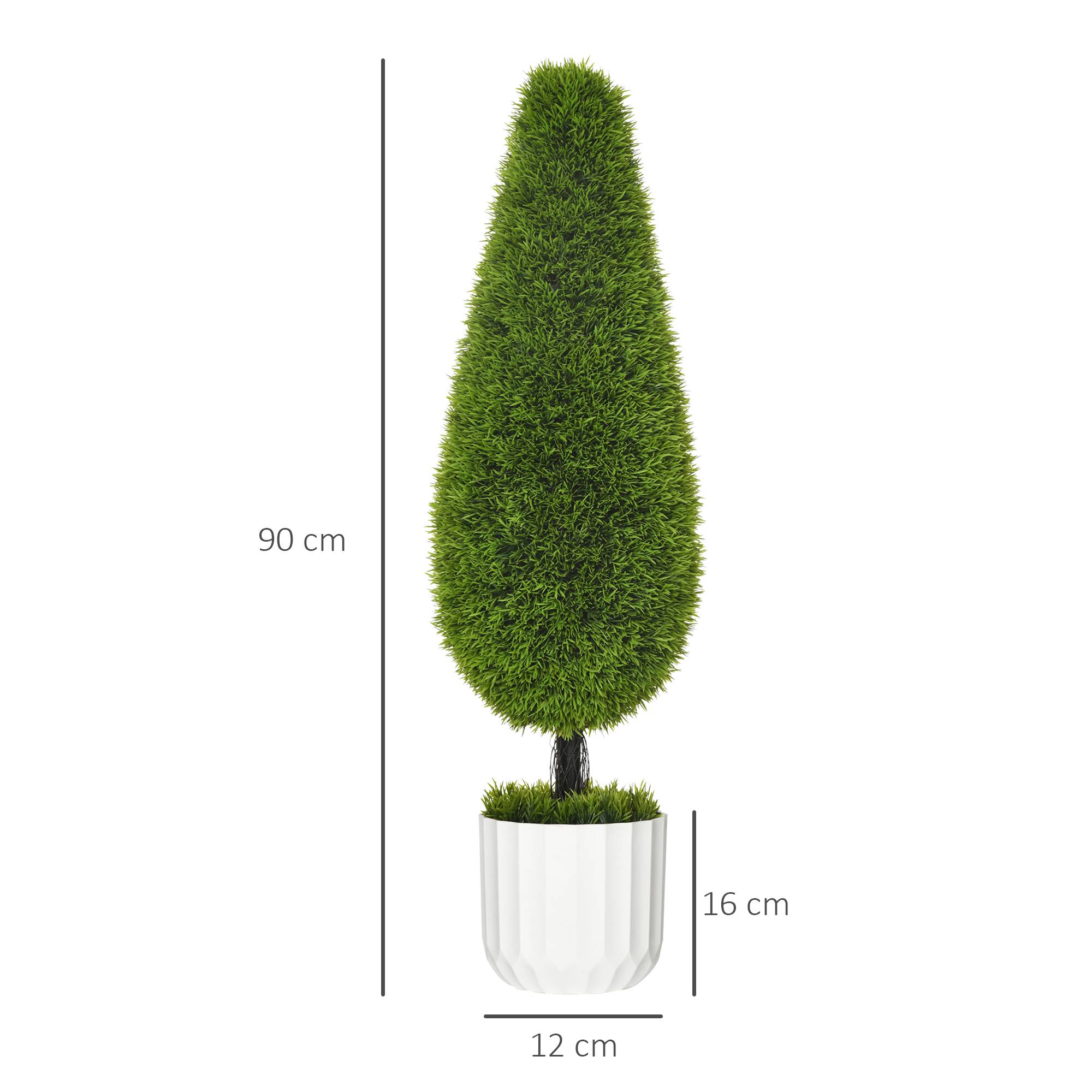 Cyprès artificiels plastique ciment pour terrasse et salon protection solaire 90cm vert - ComfortXL Outdoor Living - Image 5