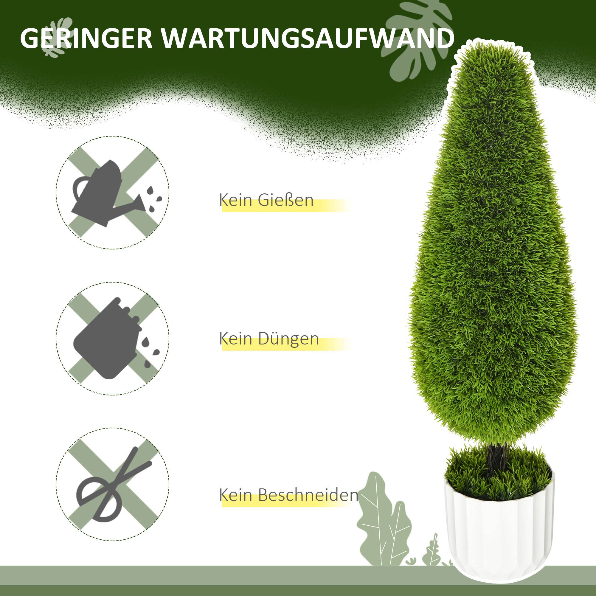 Cyprès artificiels plastique ciment pour terrasse et salon protection solaire 90cm vert - ComfortXL Outdoor Living - Image 7