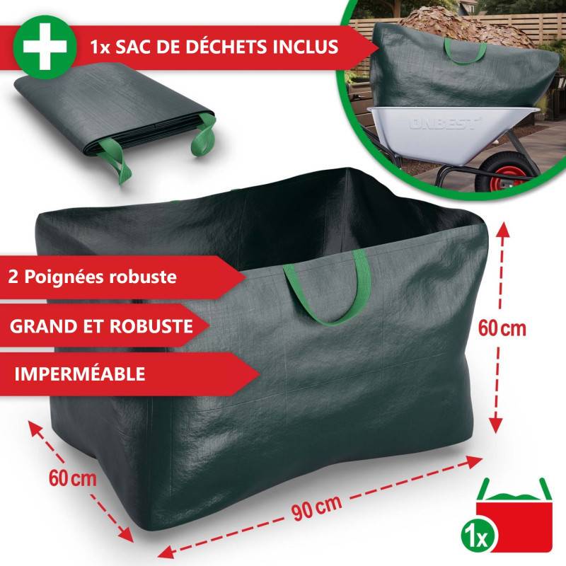 Brouette en acier galvanisé charge 250kg avec roues pneumatiques inclus sac pour déchets - Image 5