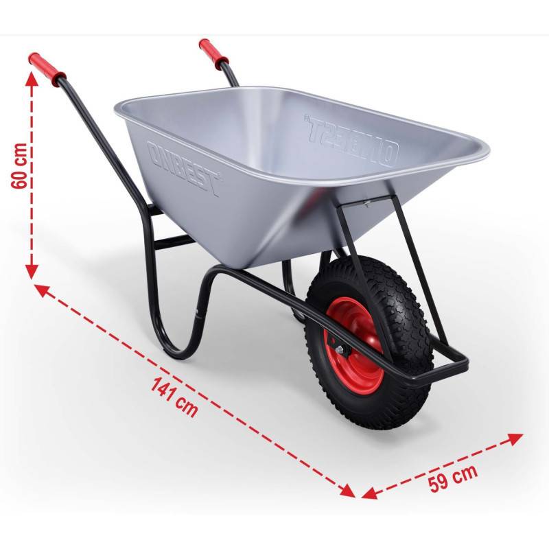 Brouette en acier galvanisé charge 250kg avec roues pneumatiques inclus sac pour déchets - Image 3