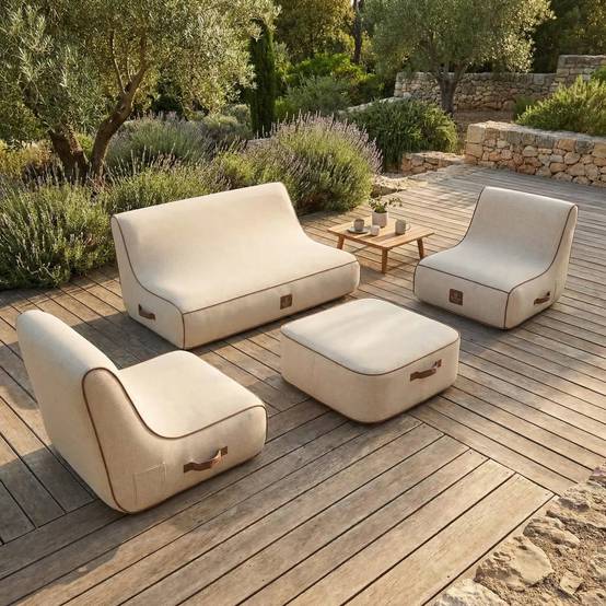 Coco Lounge - Salon de jardin gonflable collection Aloha - blanc cassé - Image 1