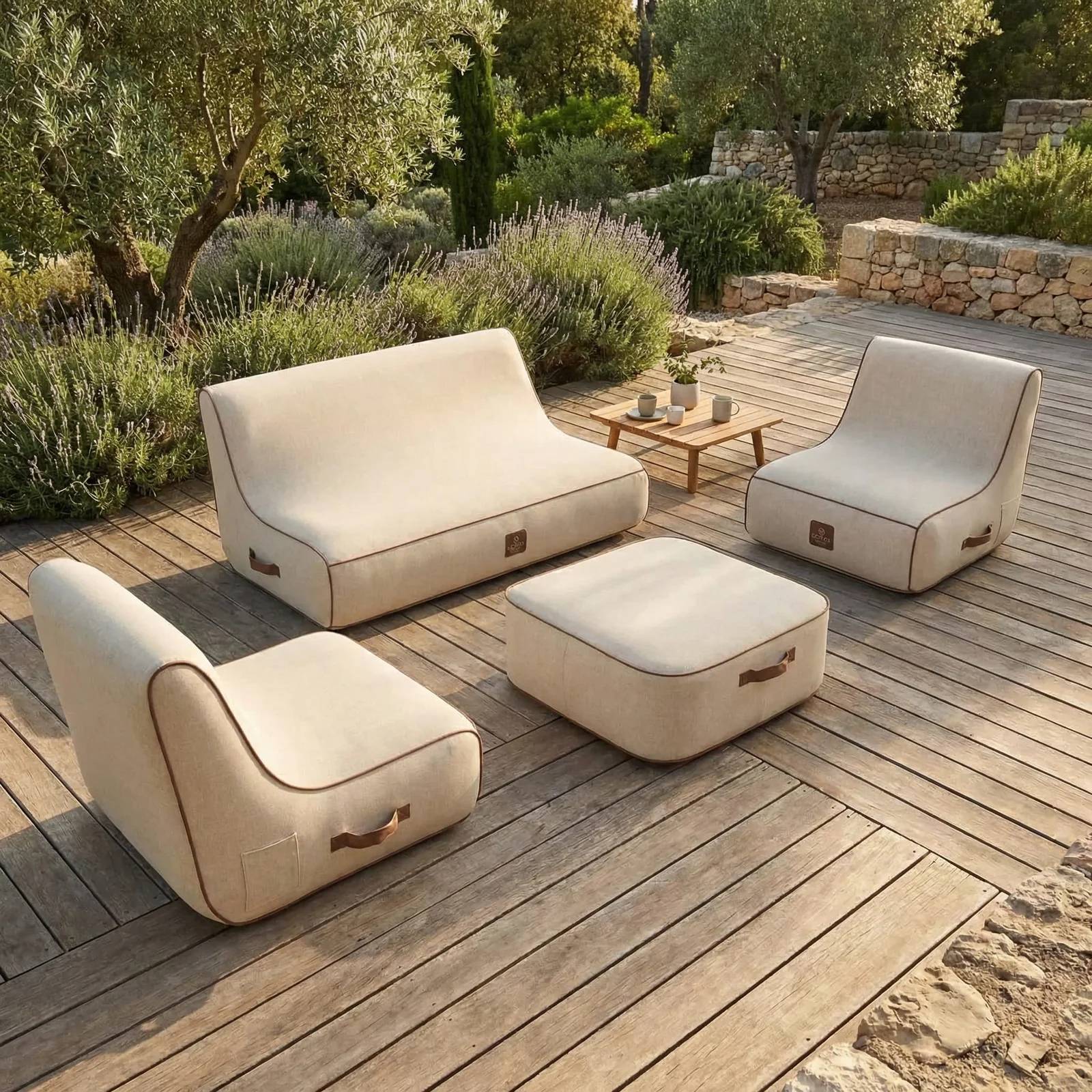 Coco Lounge - Salon de jardin gonflable collection Aloha - blanc cassé - Image 1