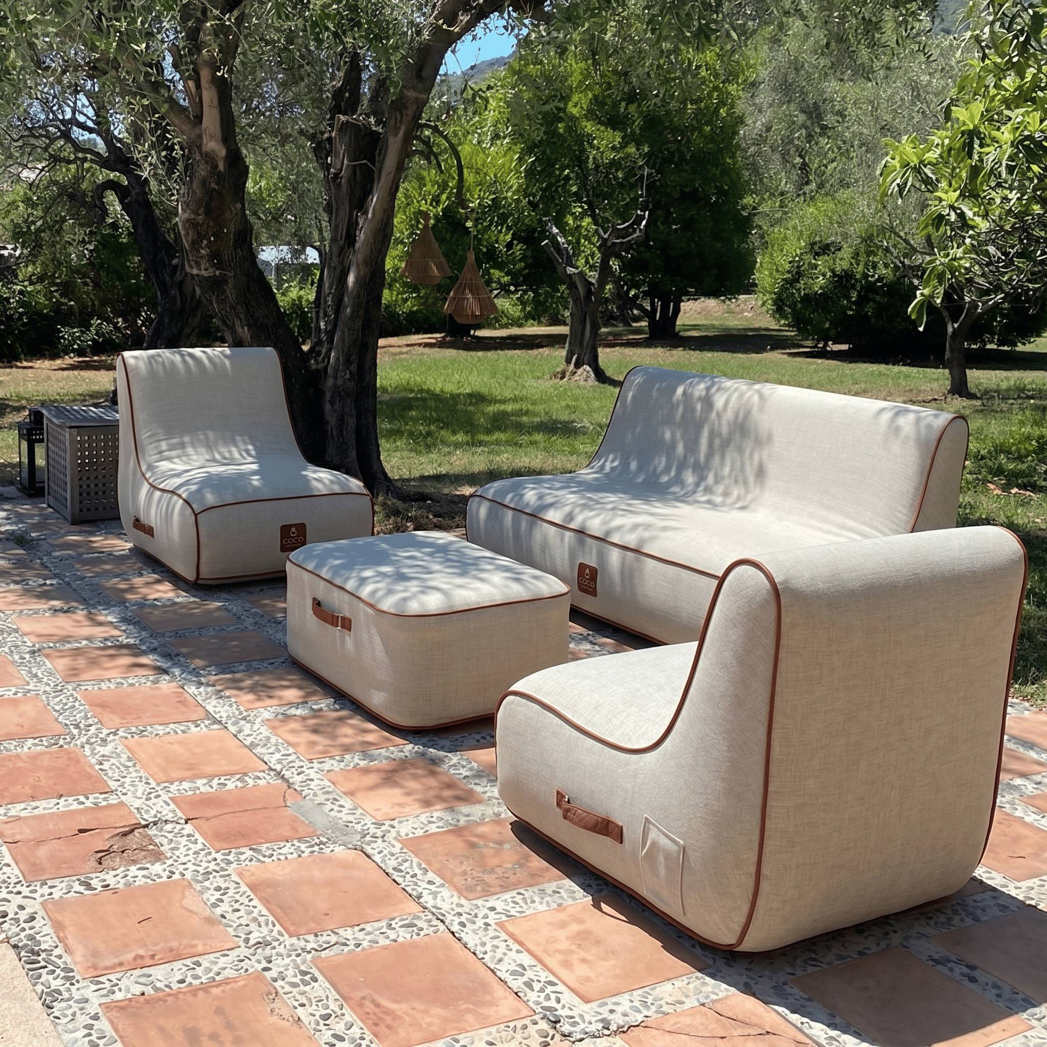 Coco Lounge - Salon de jardin gonflable collection Aloha - blanc cassé - Image 4