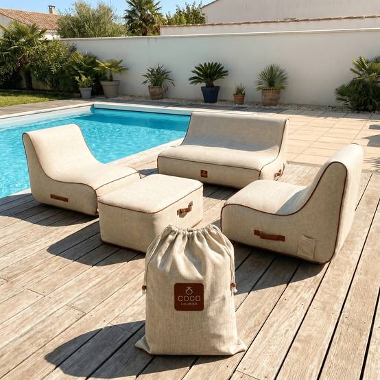 Coco Lounge - Salon de jardin gonflable collection Aloha - blanc cassé - Image 2
