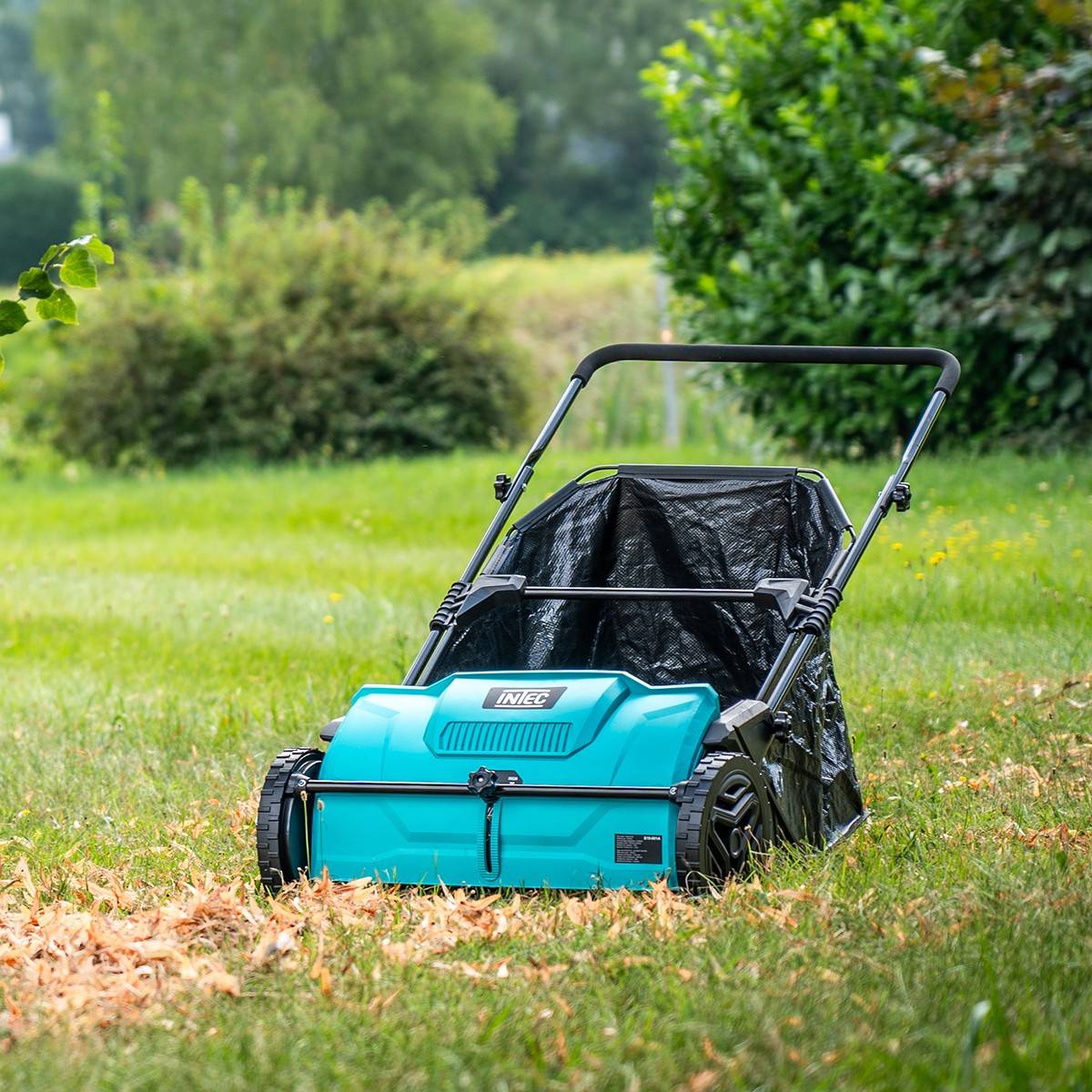 Intec - Balayeuse à gazon Ramasse feuilles Brosse rotative renforcées Larg 53cm reglable Grand Bac 100L INTEC - Imagen 5