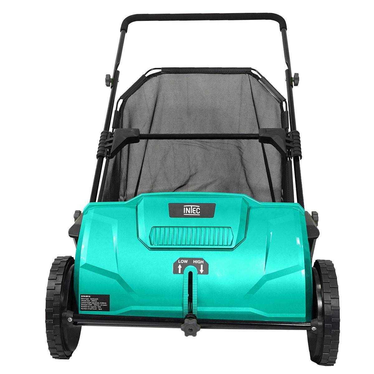 Intec - Balayeuse à gazon Ramasse feuilles Brosse rotative renforcées Larg 53cm reglable Grand Bac 100L INTEC - Imagen 2