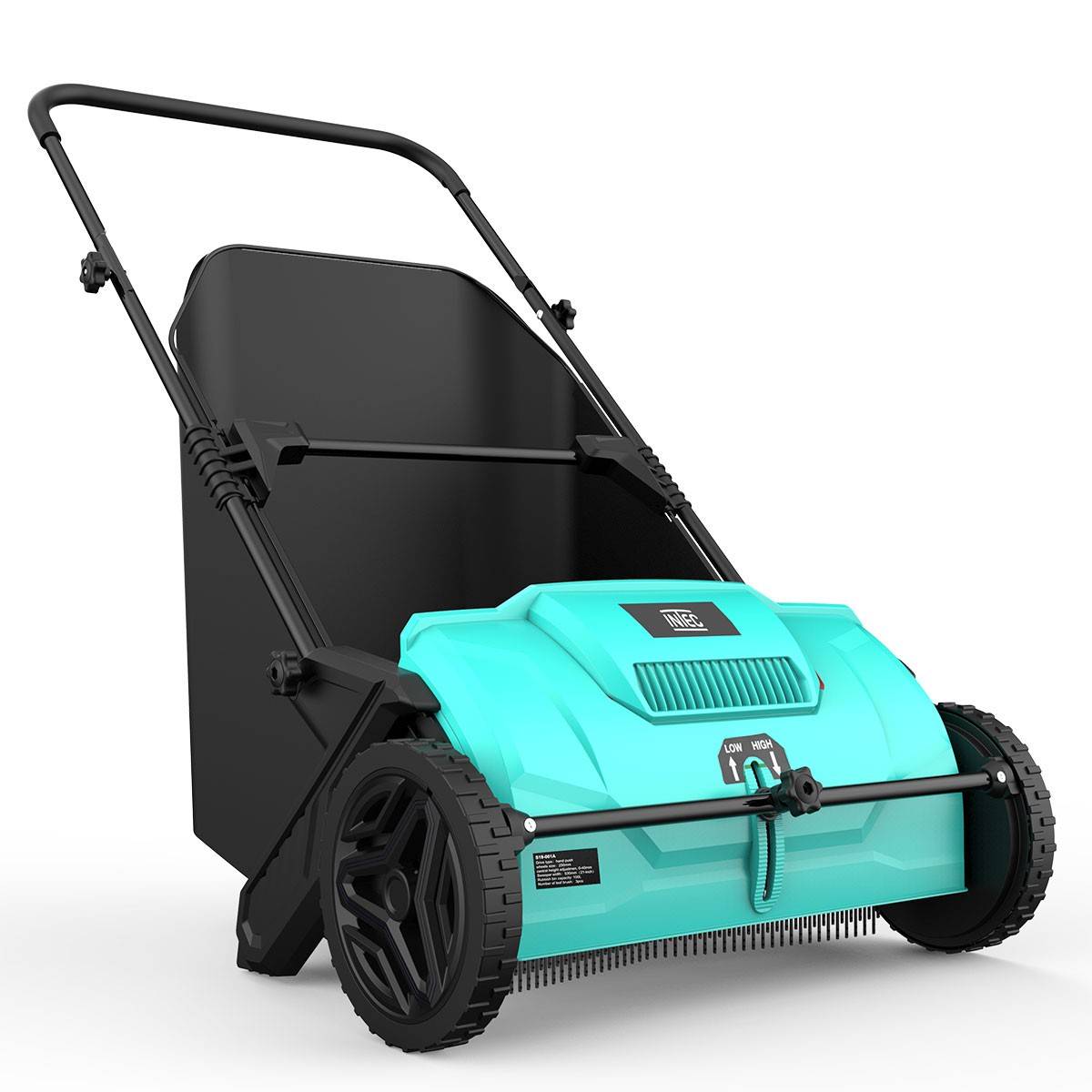 Intec - Balayeuse à gazon Ramasse feuilles Brosse rotative renforcées Larg 53cm reglable Grand Bac 100L INTEC - Imagen 1