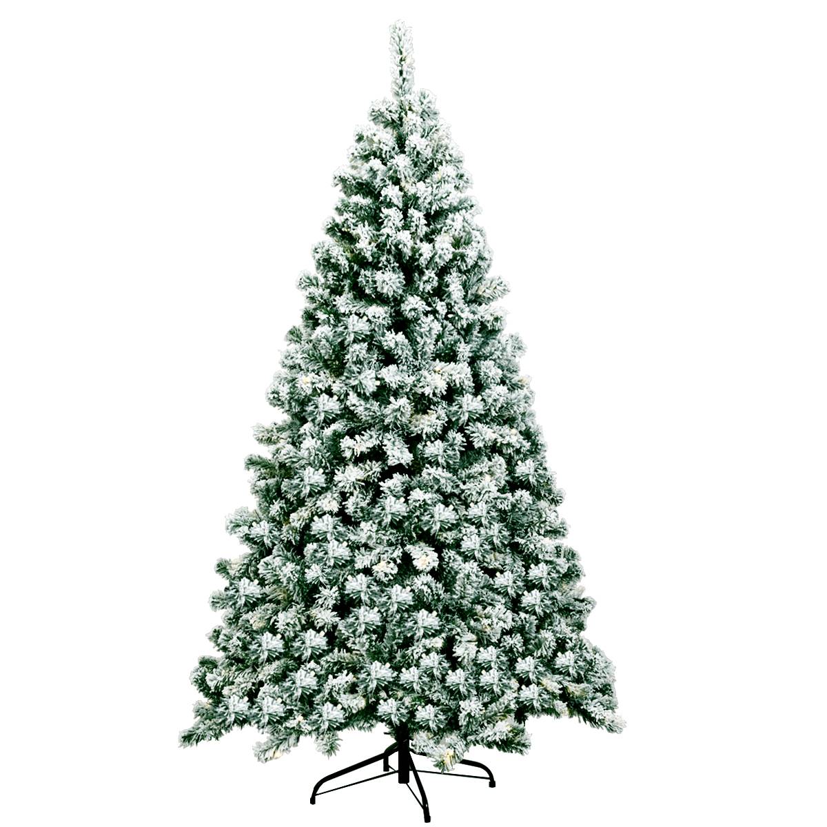 Sapin de Noël - Arbre de Noël Artificiel 180 cm Sapin Enneigé avec 250 Lumières LED 928 Rameaux et Support Métallique Pliable - Image 1