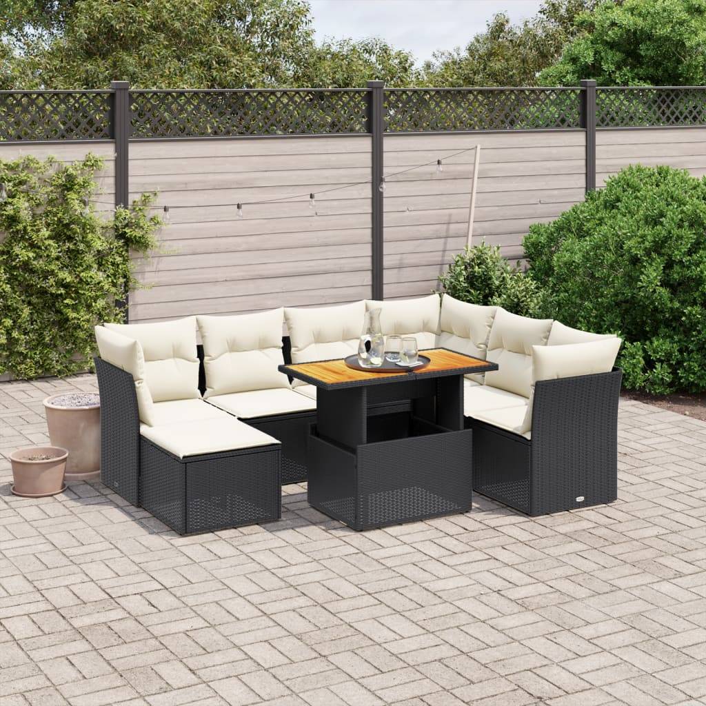 ComfortXL - Salon de Jardin 8 Personnes Résine Tressée Noire Table Bois Convertible – ComfortXL Outdoor Living